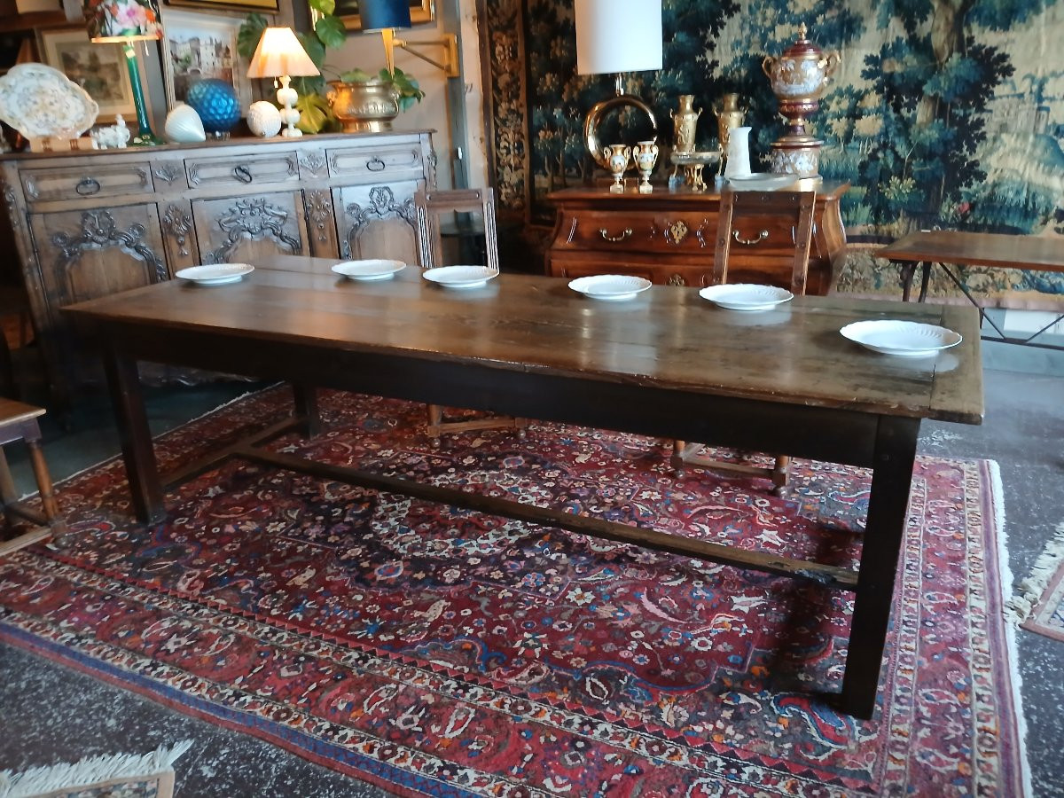 Grande table de ferme en bois de chêne-photo-3