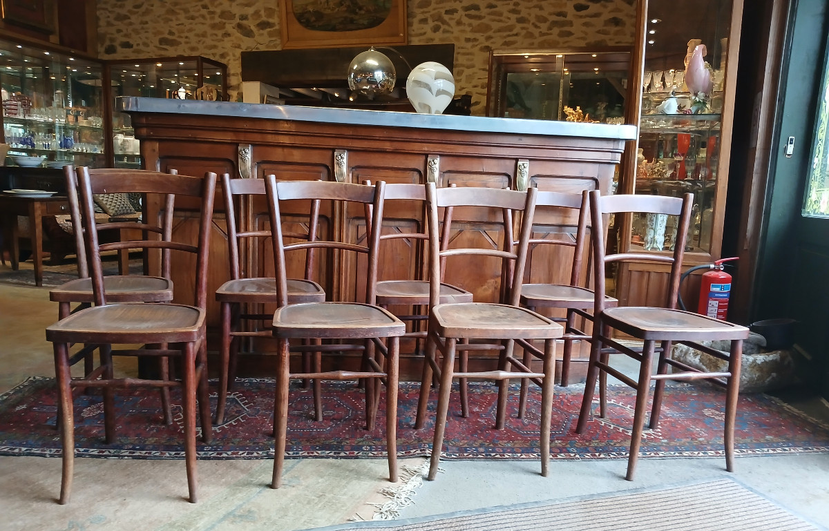 8 chaises de bistrot en bois de hêtre