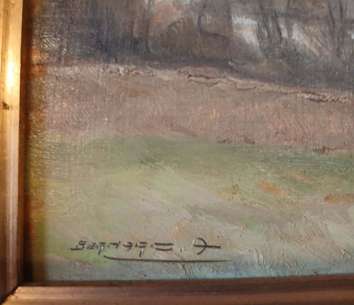 Auguste Bernard, "between Dennemont And Gegne" 1936, Oil On Wood-photo-2