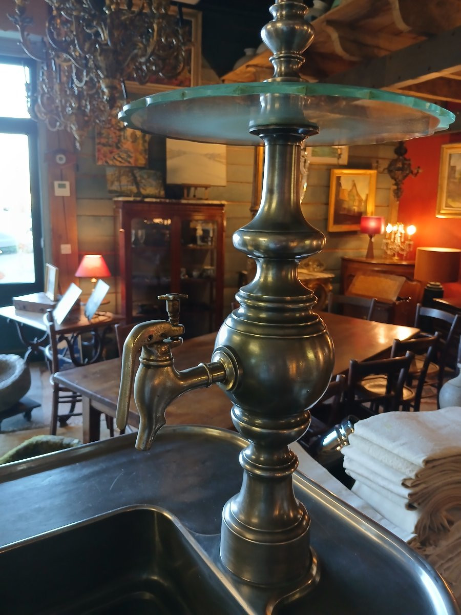 A Very Beautiful And Rare Napoleon III Style Bar Counter, Made Of Pewter And Oak Wood. -photo-5