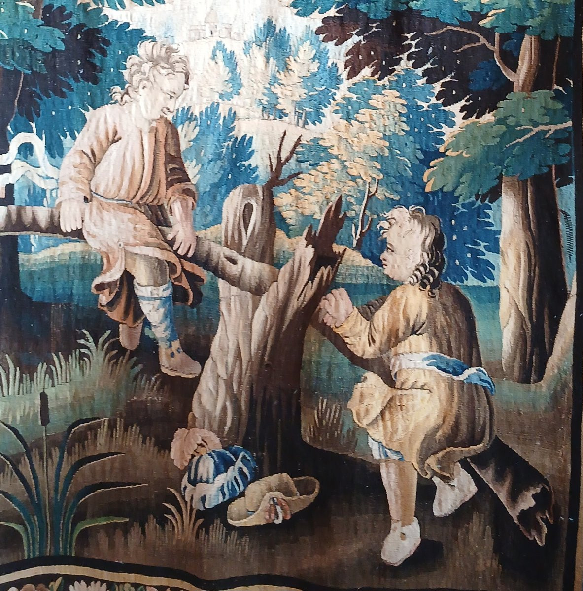 Tapisserie de la manufacture royale d''Aubuson "La Bascule"  XVIIIe sièecle-photo-1