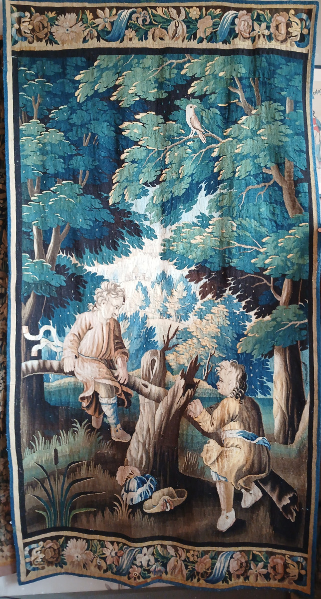 Tapisserie de la manufacture royale d''Aubuson "La Bascule"  XVIIIe sièecle