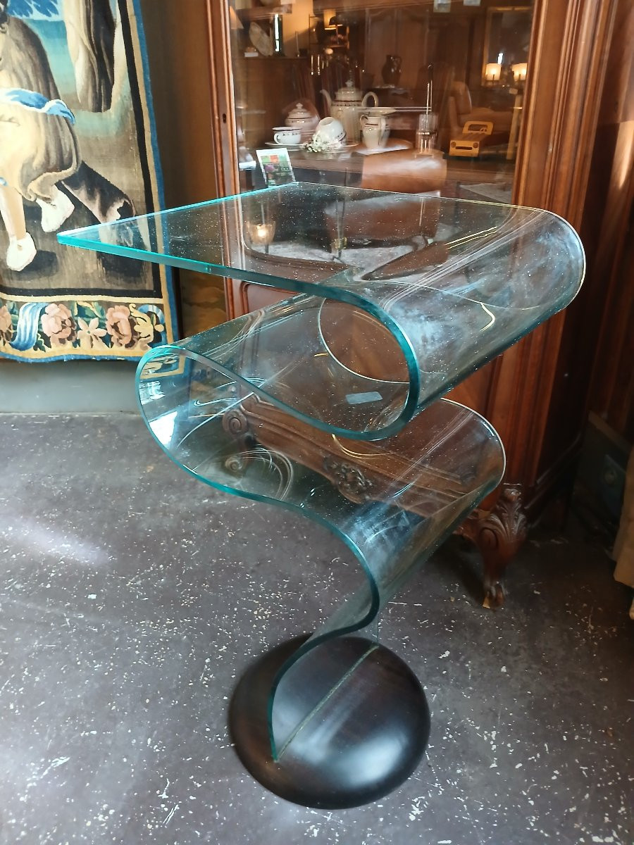 Ensemble de deux consoles en verre design dans le goût Fontana Arte-photo-2