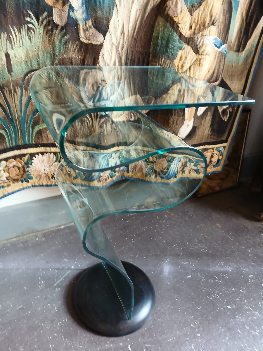 Ensemble de deux consoles en verre design dans le goût Fontana Arte-photo-3