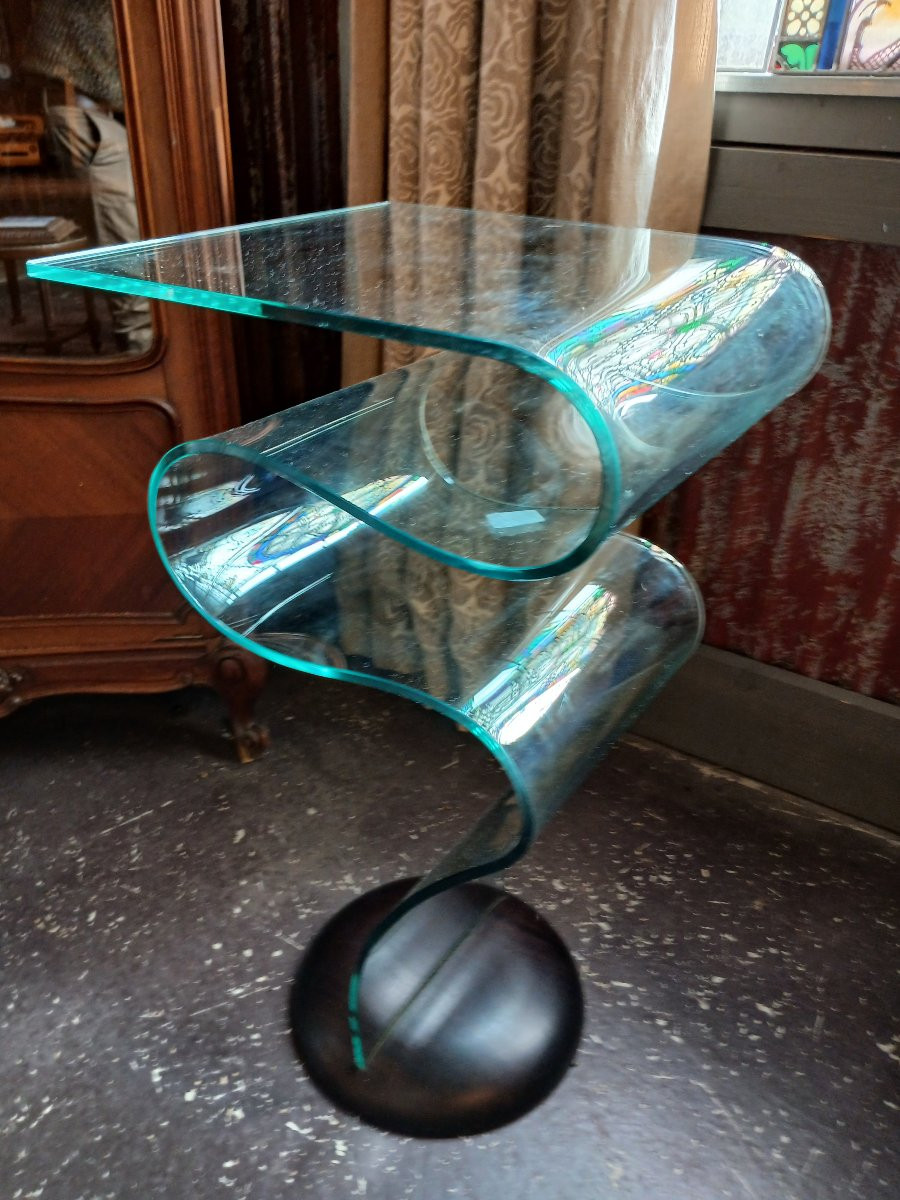 Ensemble de deux consoles en verre design dans le goût Fontana Arte-photo-4