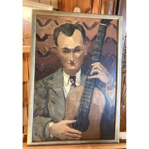 Oil Painting By Max Méder - The Guitarist