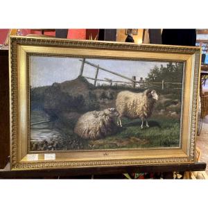 Eugène Lefebvre De Longeville - The Two Sheep - Signed