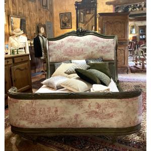 Louis XVI Style Bed Upholstered In Toile De Jouy