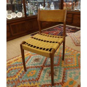 4 chaises années 60, assises en cordage