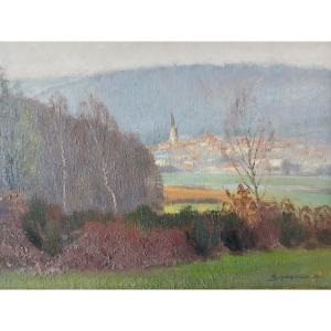 Painting On Wood By Auguste Bernard, "in The Chevreuse Valley", March 1945