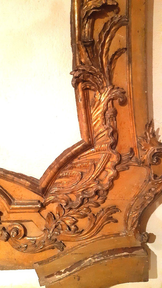 Grand Et Monumental Miroir Baroque En Bois Doré Et Laqué-photo-6