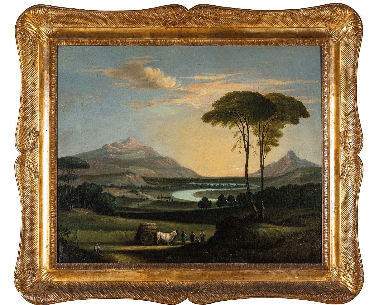 Peinture Ancienne, paysage italien 