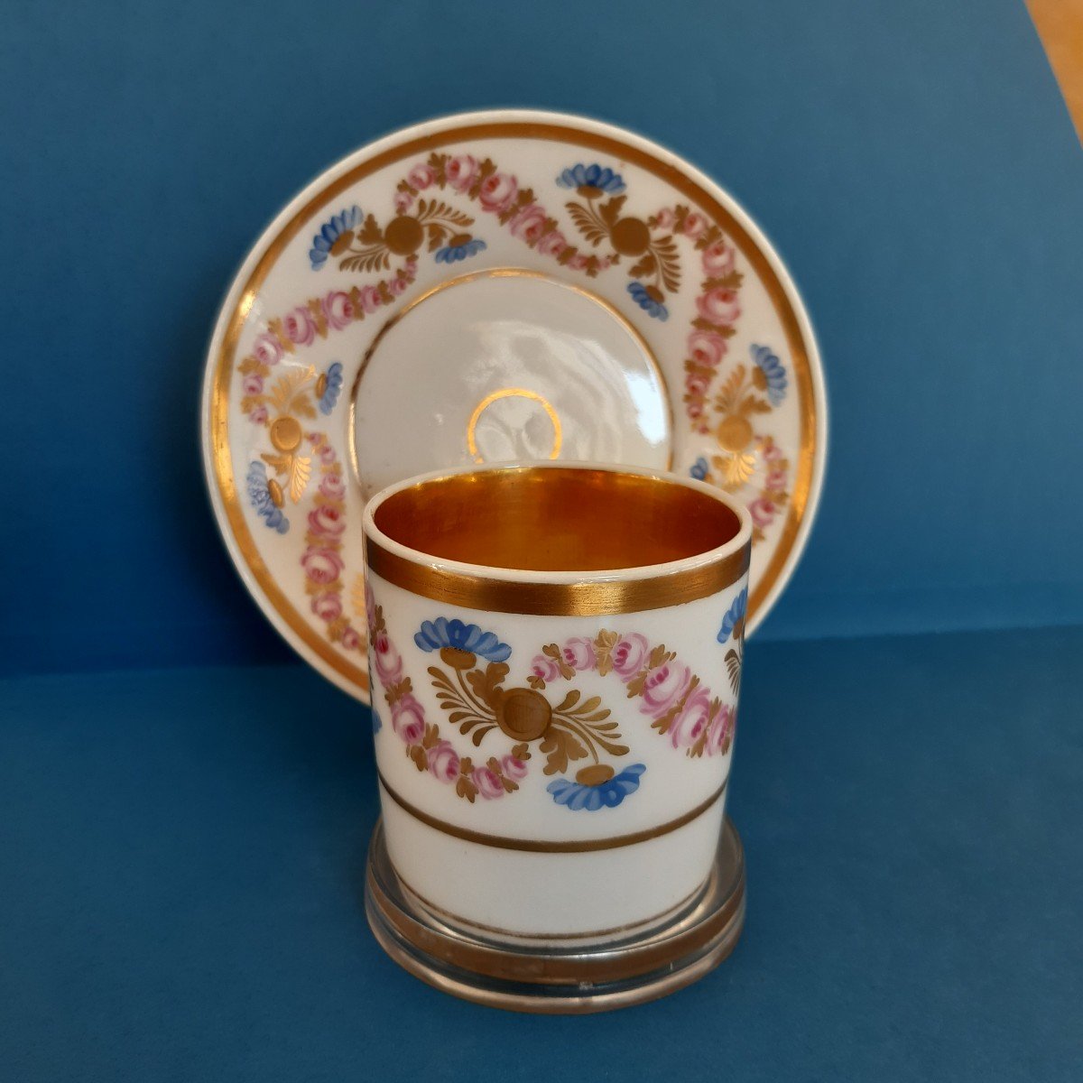 élégante Tasse Avec Soucoupe En Porcelaine Polychrome-photo-4