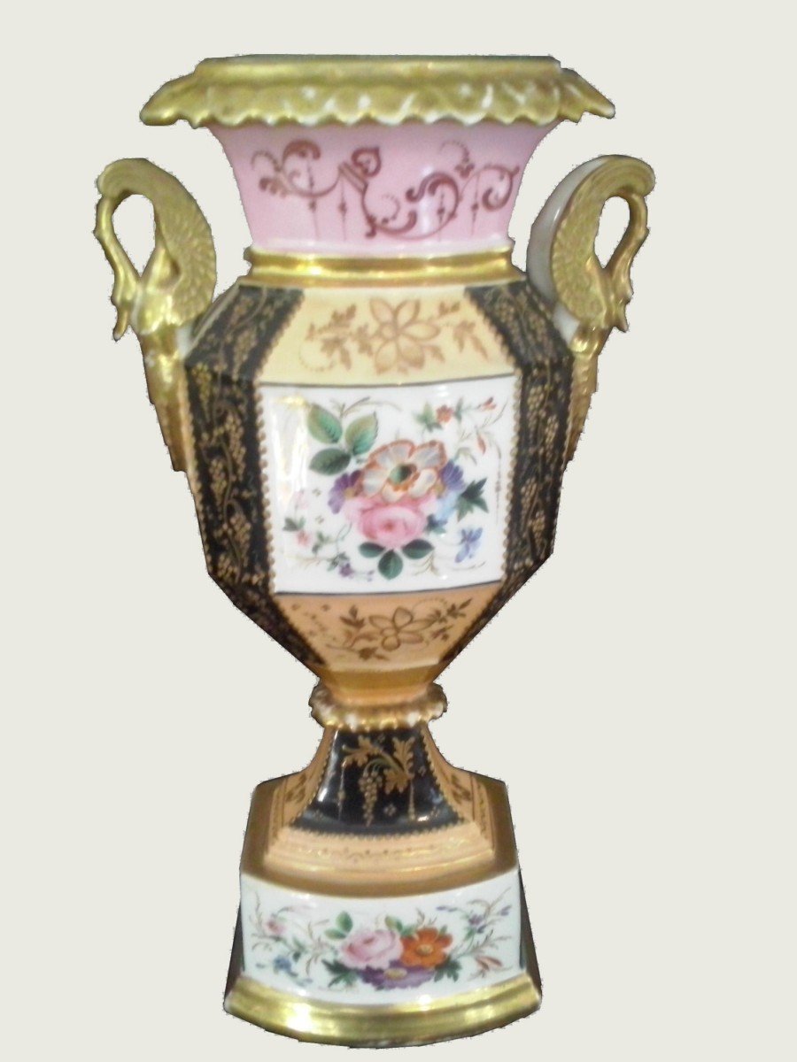 Vase En Porcelaine Empire Français-photo-3