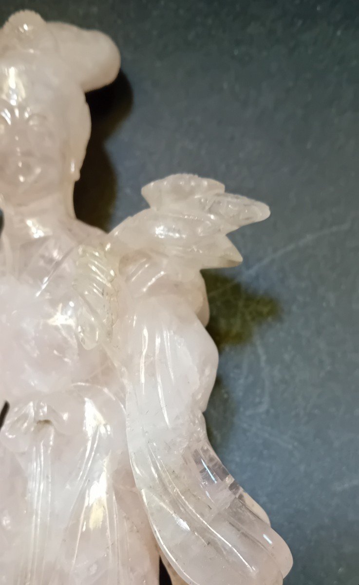 Sculpture Chinoise Ancienne En Quartz Rose-photo-2