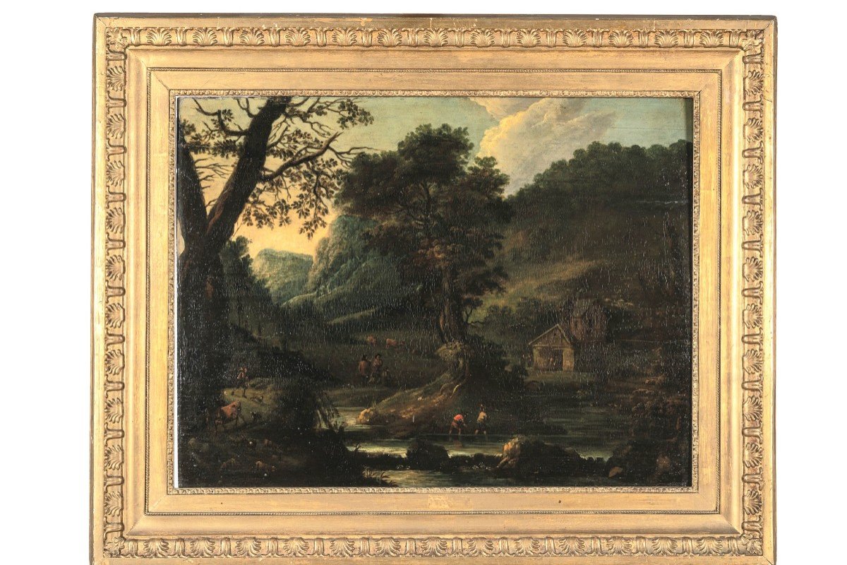 Peinture Flamande Ancienne, Paysage, Huile Sur Panneau