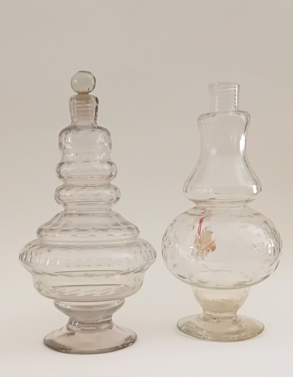 Two Cut Crystal Bottles, 18th Century