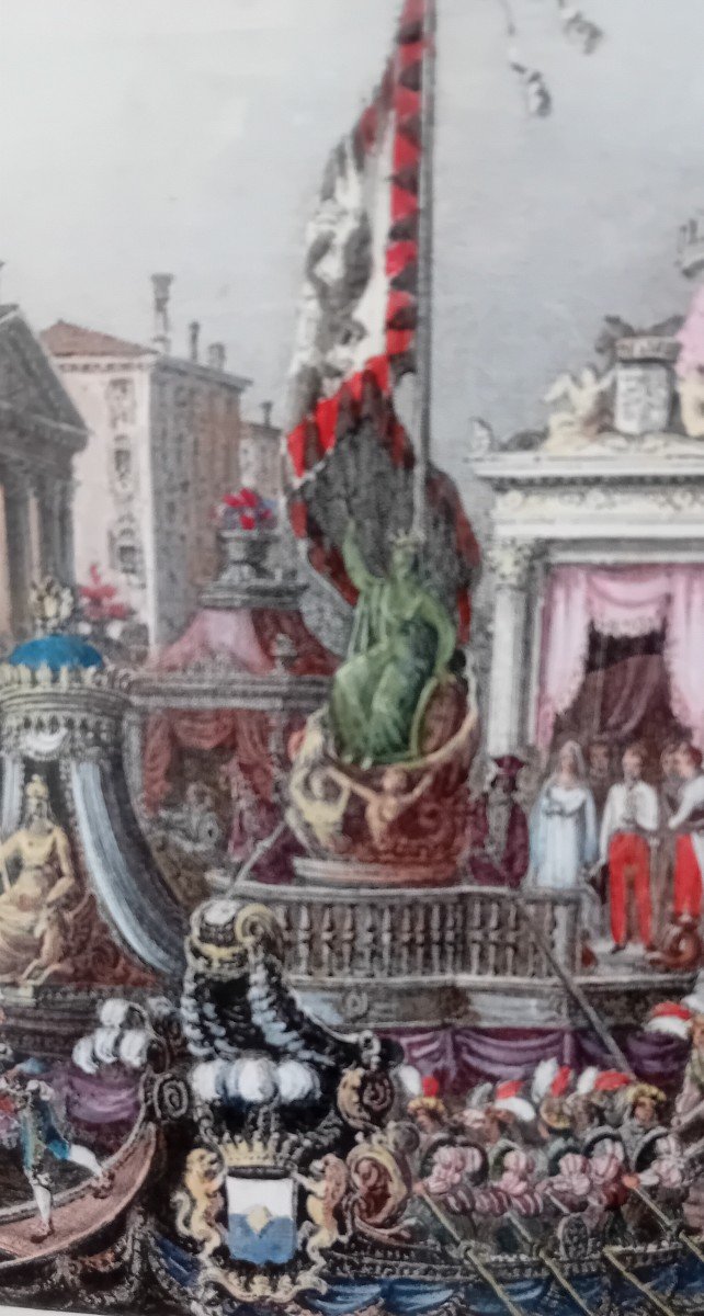 Estampe Ancienne Représentant La Procession Impériale De l'Impératrice Sissi à Venise-photo-6