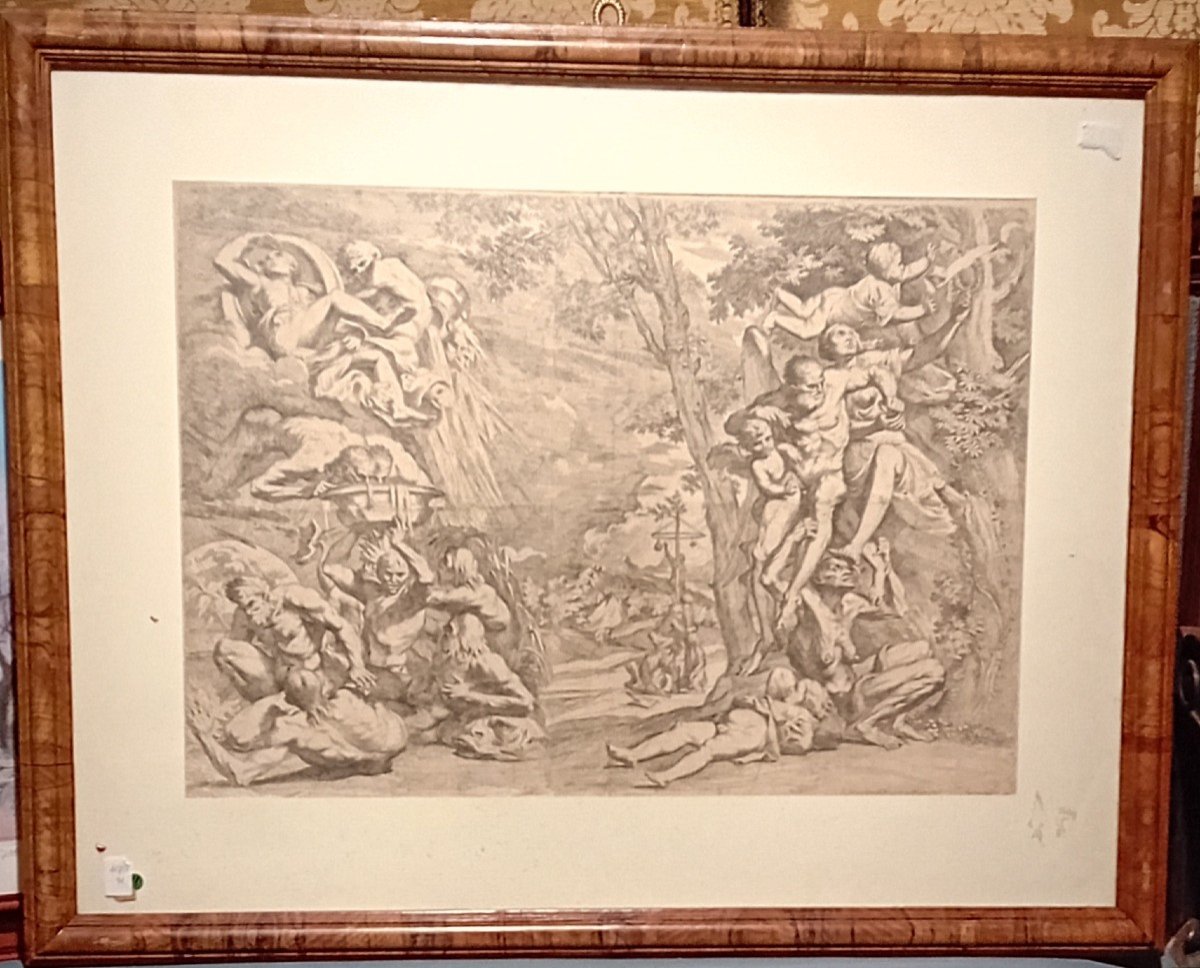 Gravure Italienne Ancienne "allégorie De l'Hiver", Pietro Testa, Rome