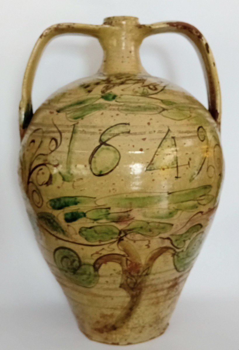 Ancient Majolica Sicilian Jar Vase
