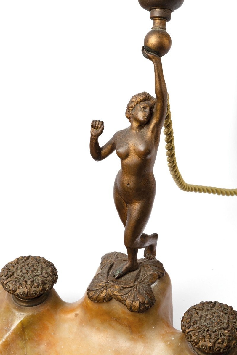 Lampe Française Avec Encrier Art Nouveau-photo-2