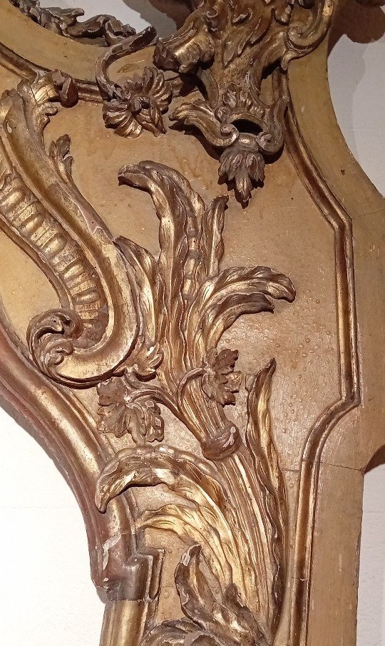 Grand Et Important Miroir Baroque En Bois Doré Et Laqué-photo-2