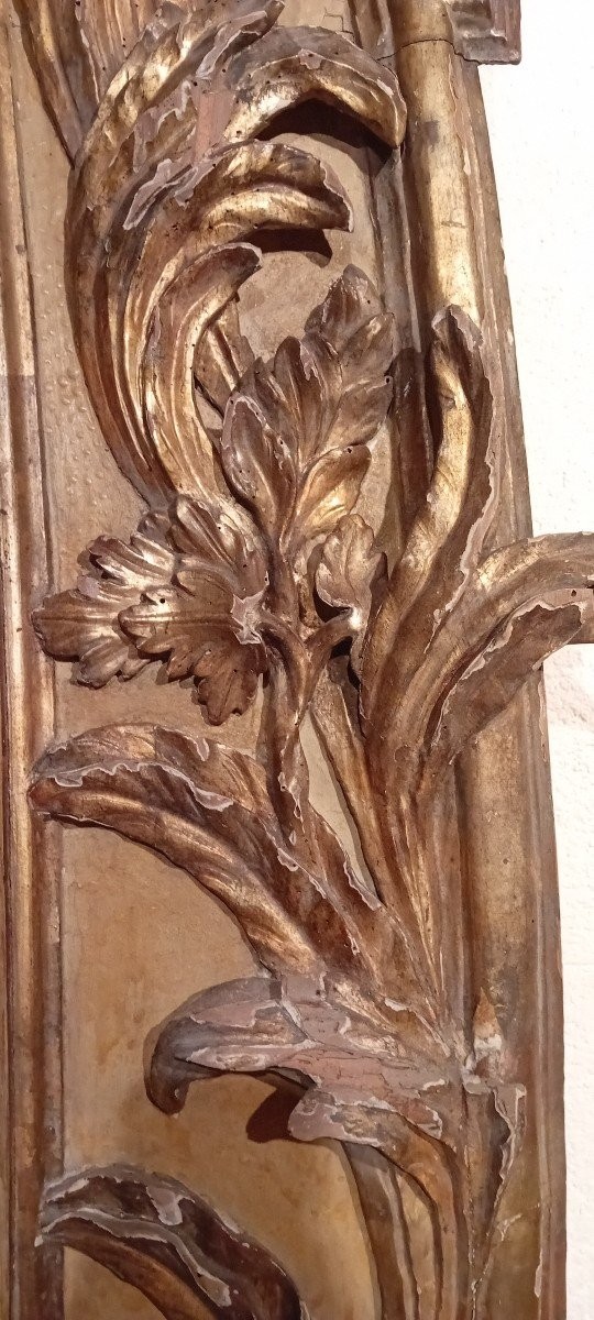 Grand Et Important Miroir Baroque En Bois Doré Et Laqué-photo-4