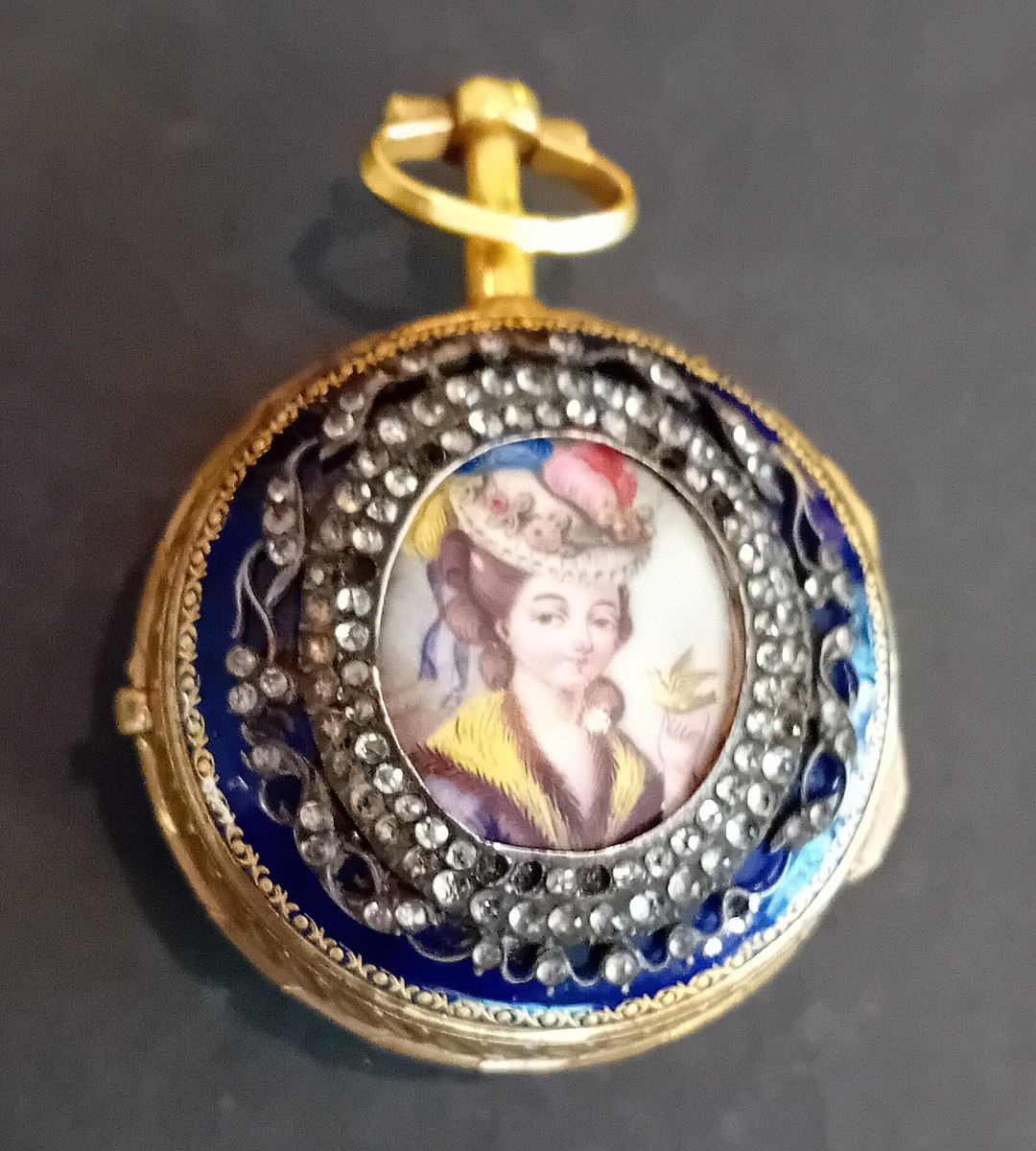 Montre de poche en or et émail du XVIIIe siècle-photo-2