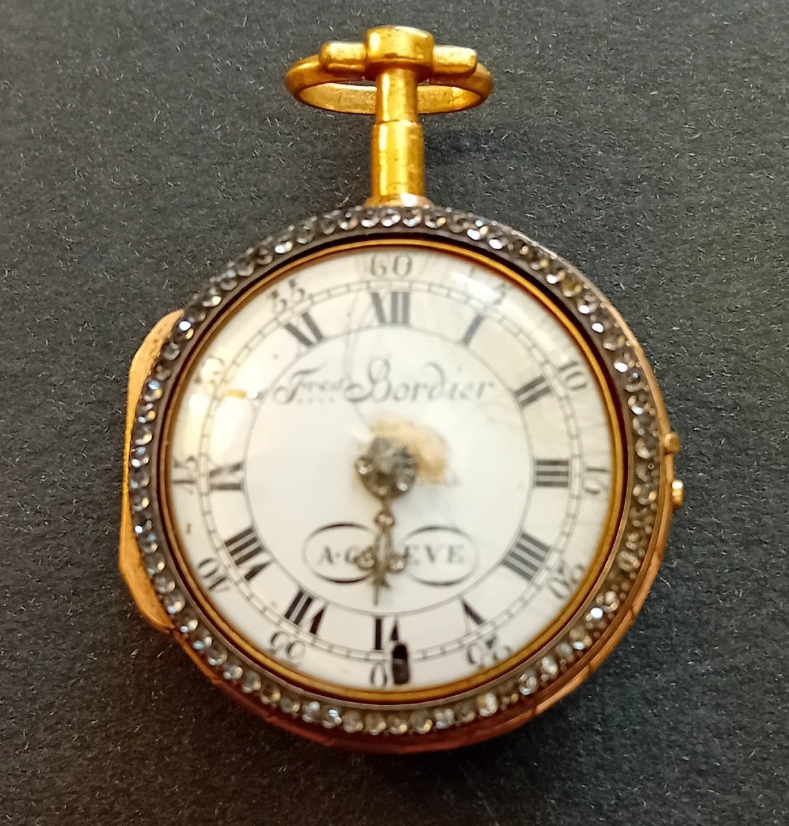 Montre de poche en or et émail du XVIIIe siècle-photo-3