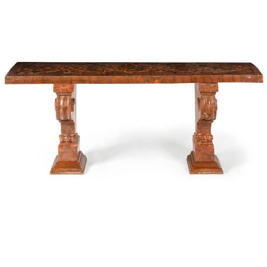 Bench In Walnut Veneer Inlaid With Various Wood Essenze,17th Century-photo-3