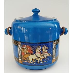 Ceramic Basket With Lid Decorated With Classic And Mythological Decorations