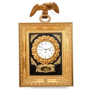 Pendule Ancienne Empire En Bois Doré