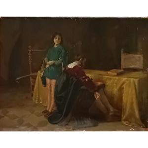 Italian Oil Painting On Canvas,19th Century