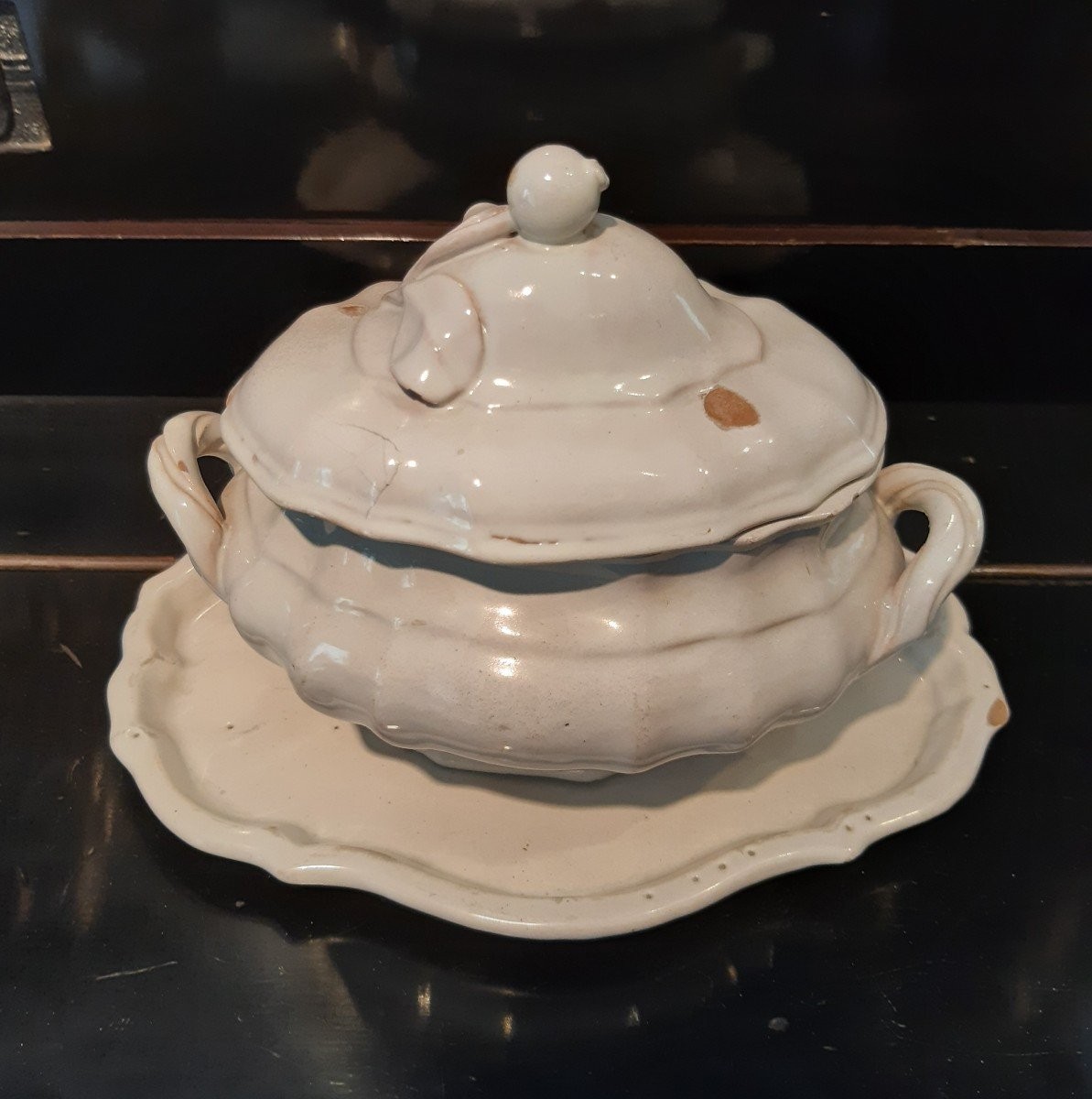 Antique Grave Boato With l'Id And Tray,18th Century-photo-4