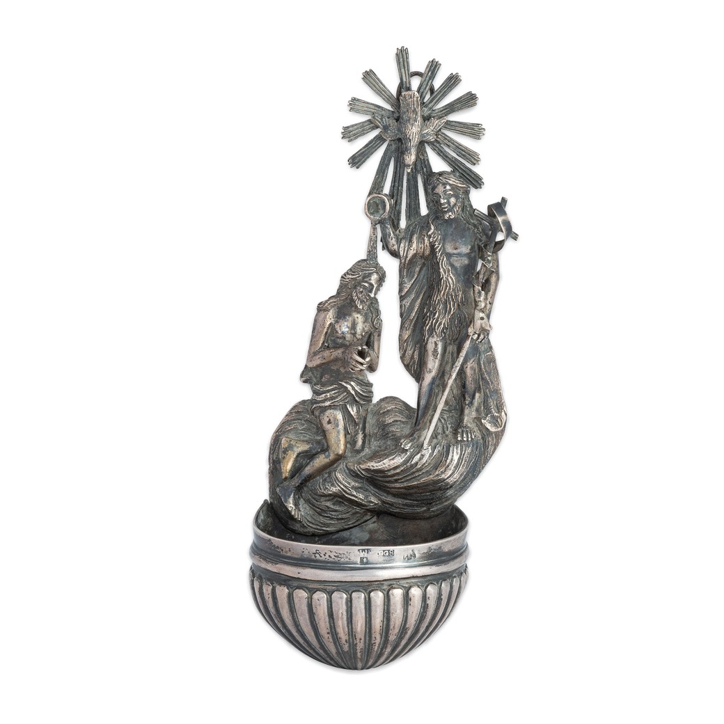 Antique Cast Silver Holy Water, Palermo 18th Century