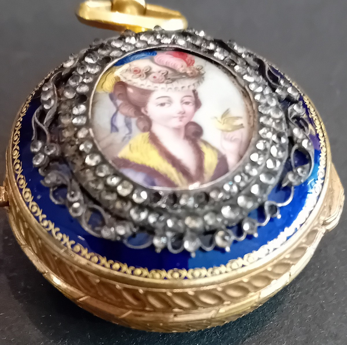 Rare montre en or, émail et pierres semi-précieuses, Genève Bordier, XVIIIe siècle-photo-3