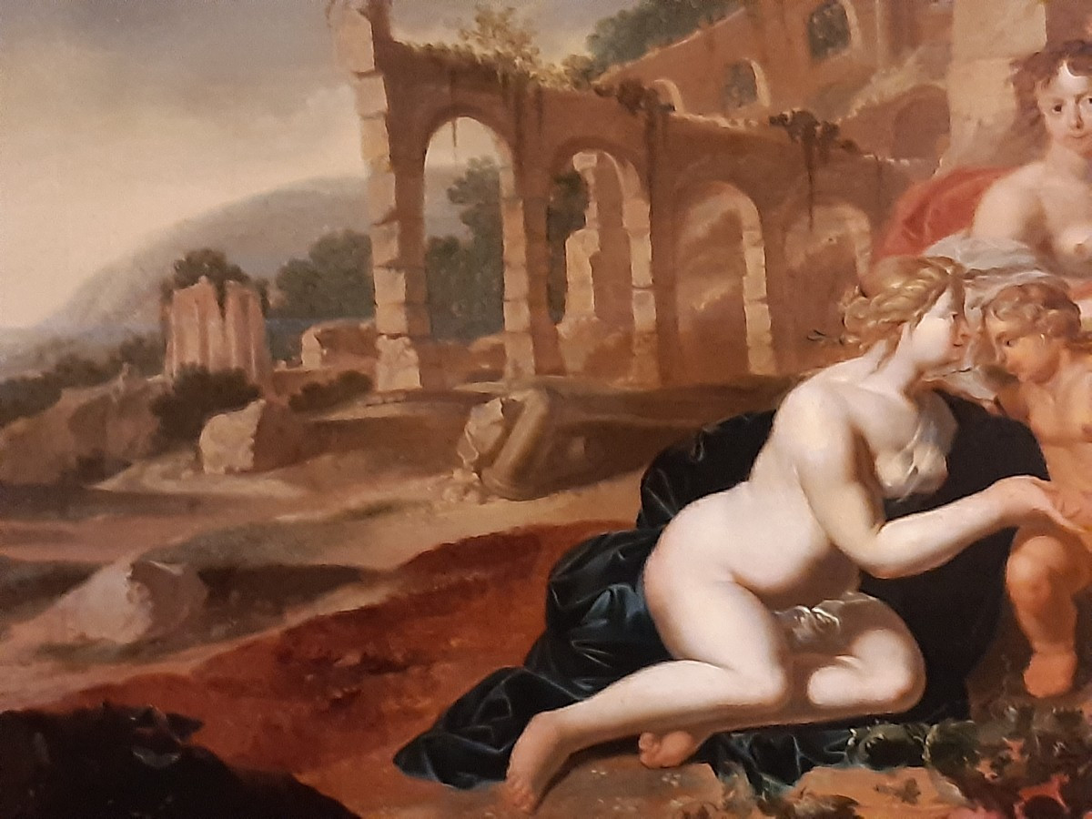 Antique Neoclassical Painting,oil On Panel, Bacchanal -photo-4