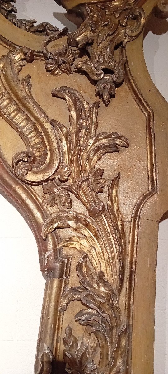  miroir baroque italien en bois sculpté et doré-photo-2
