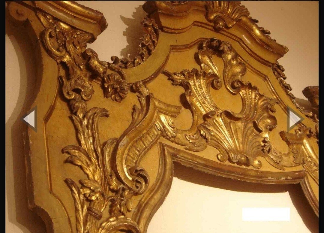  miroir baroque italien en bois sculpté et doré-photo-3
