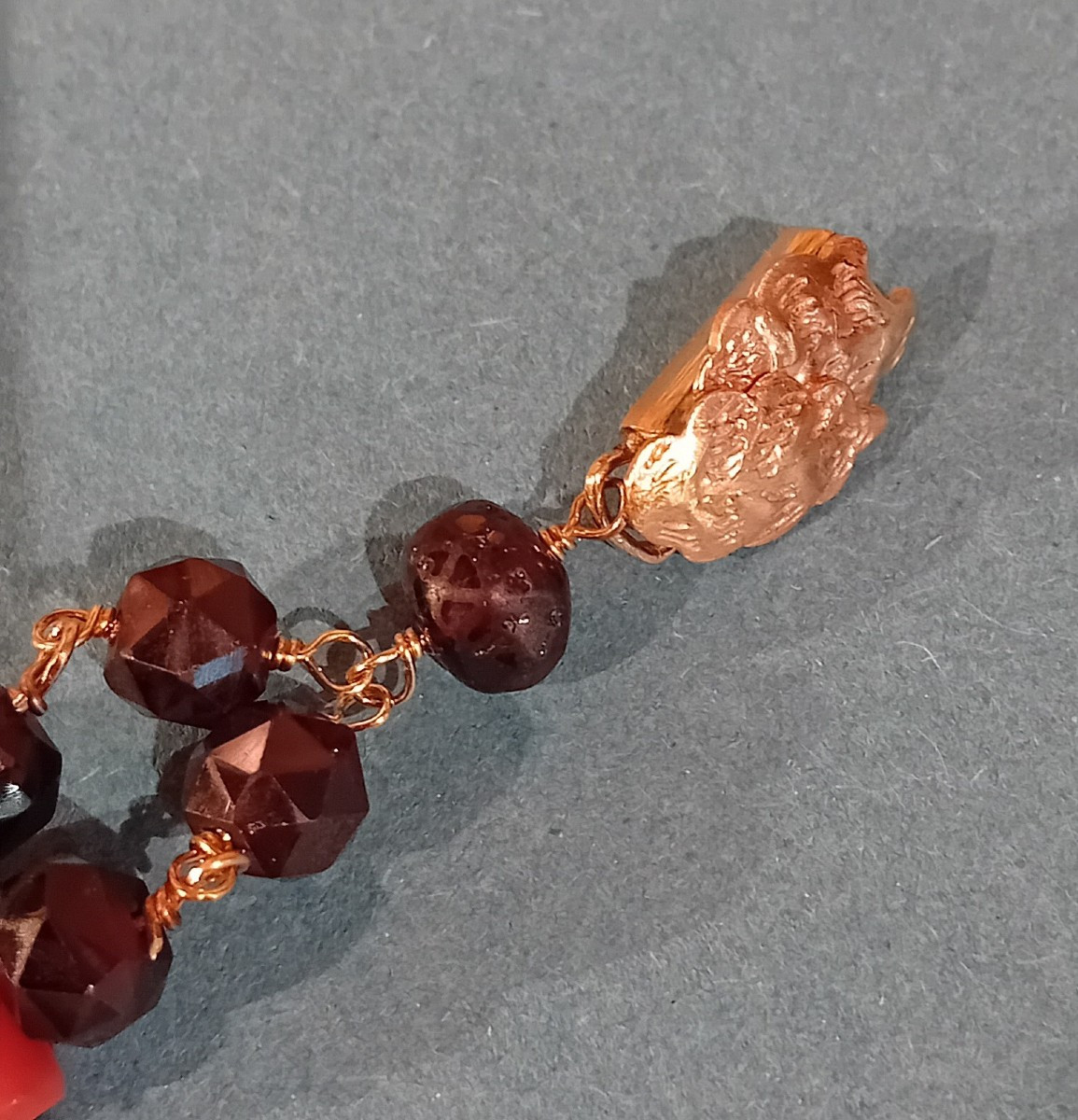 bracelet avec grenats anciens, corail Sciacca et or-photo-2