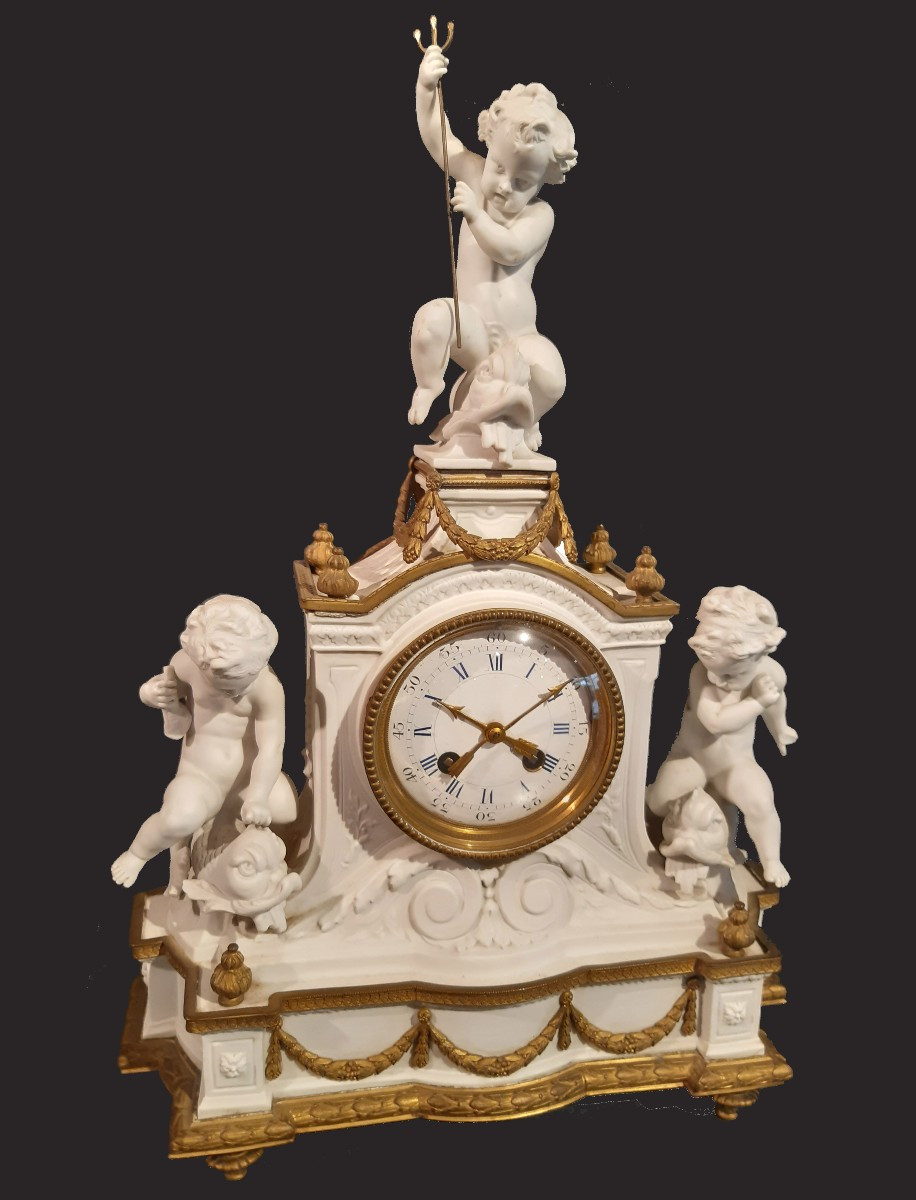 Antique Sèvres Biscuit Pendulum Clock