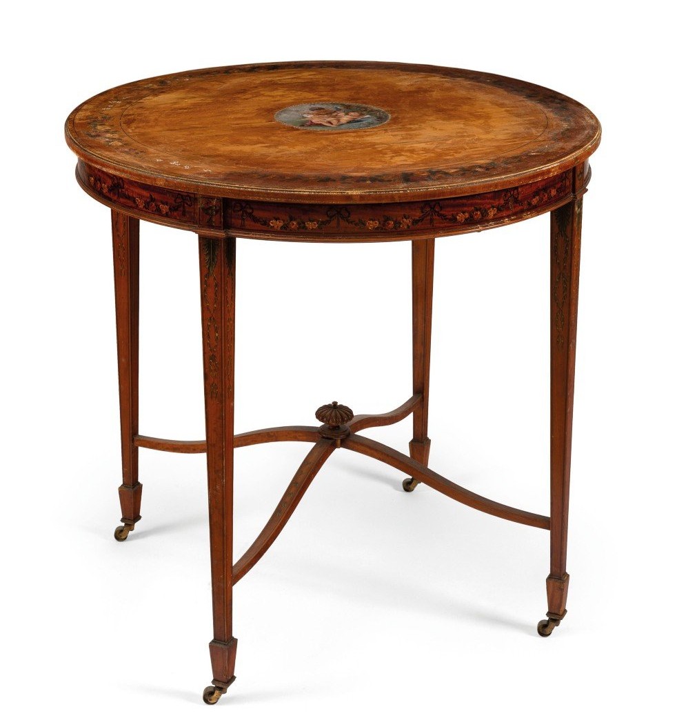 Antique Round Table, Richly Decorated 