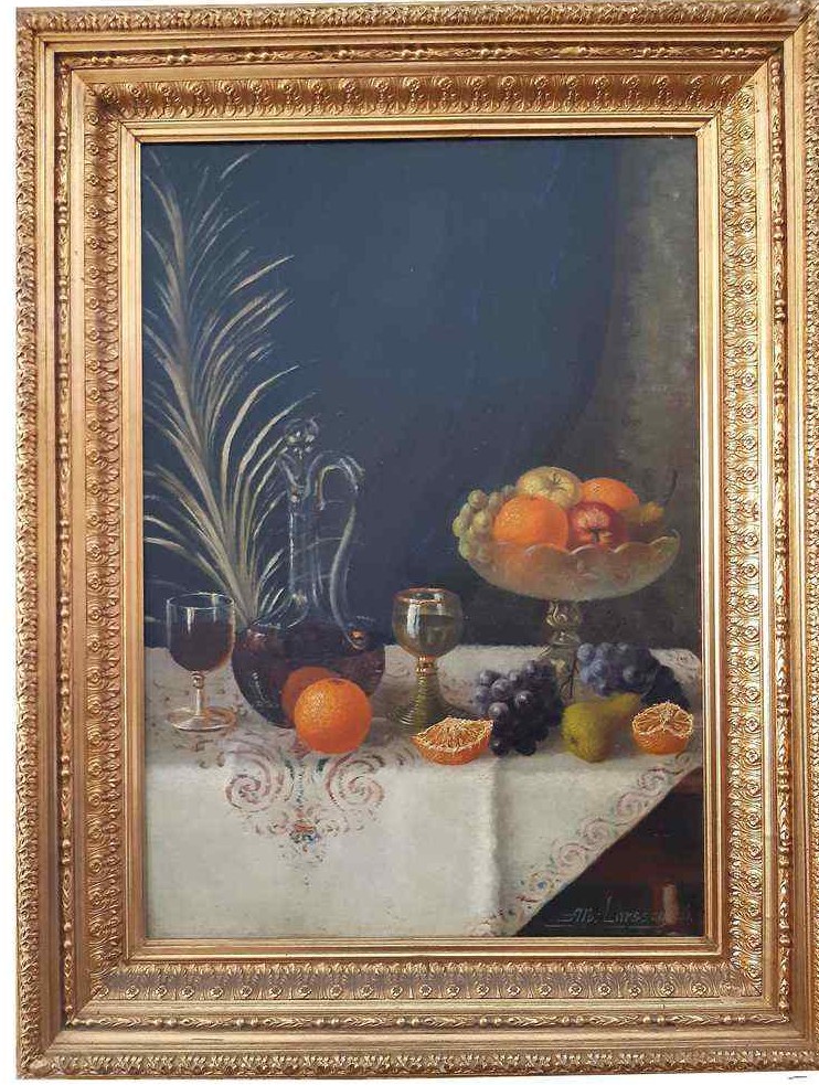 Peinture à l'huile sur toile, nature morte aux fruits