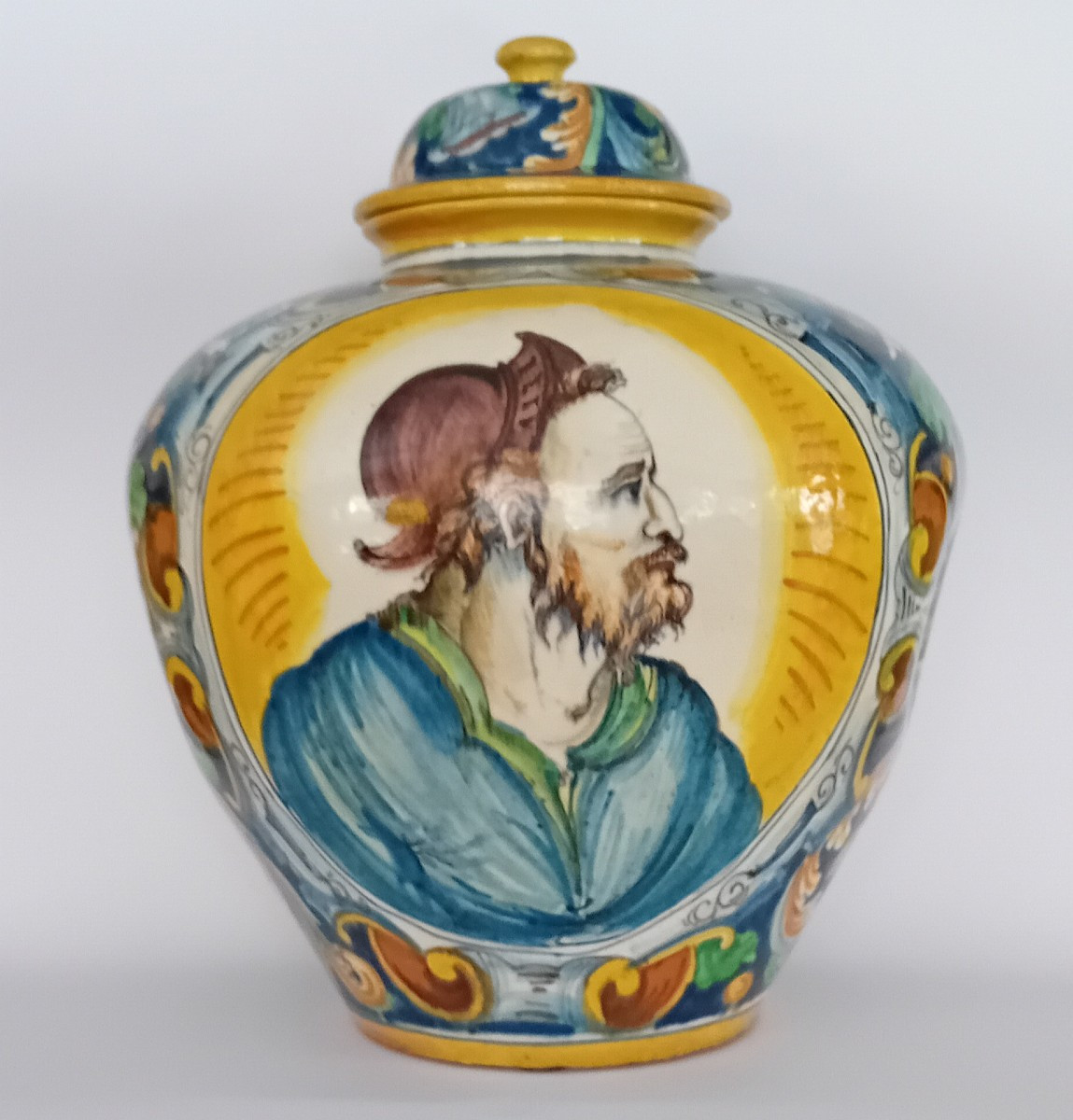 Grand vase ancien en faïence à décor vénitien, Caltagirone, Sicile, XIXe siècle-photo-2