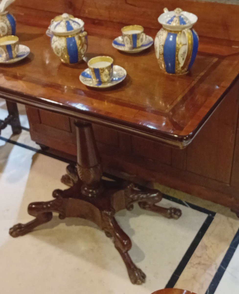 Table à thé ancienne et élégante de style Empire, antiquités italiennes-photo-3