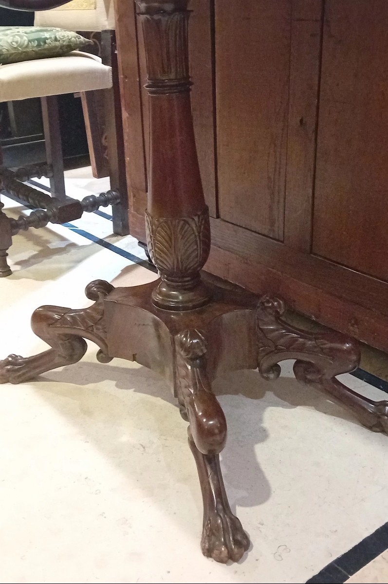 Table à thé ancienne et élégante de style Empire, antiquités italiennes-photo-2