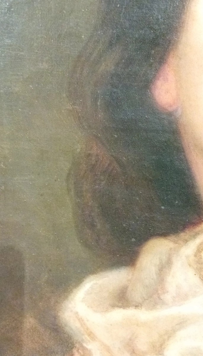 Peinture ancienne de l'école italienne, huile sur toile, portrait d'un jeune homme-photo-1