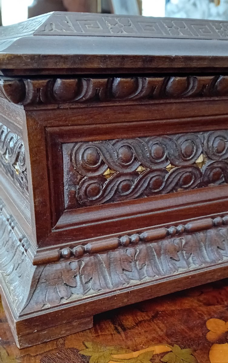 Antique, Finely Carved Wooden Box, Early 1900s-photo-4