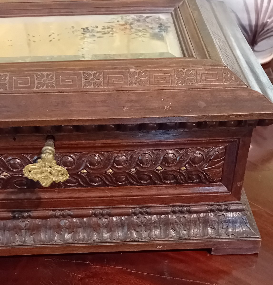 Antique, Finely Carved Wooden Box, Early 1900s-photo-1