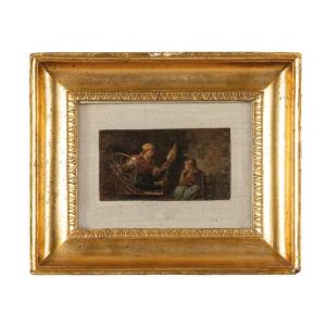 Antique Italian Painting, Oil On Panel